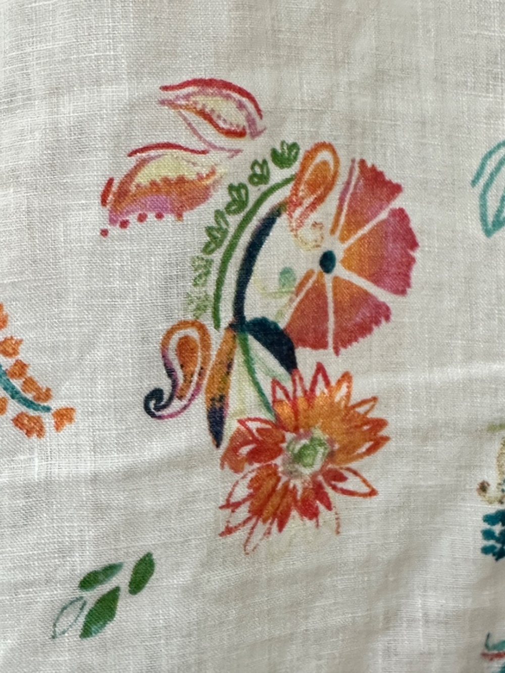 J. Jill Love Linen Sleeveless Top White Colorful Floral Buttons Small Tall - Picture 11 of 14